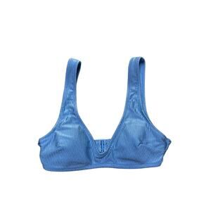 Aerie Bikini Top Women XS Blue Ribbed Scoop Removable Cups